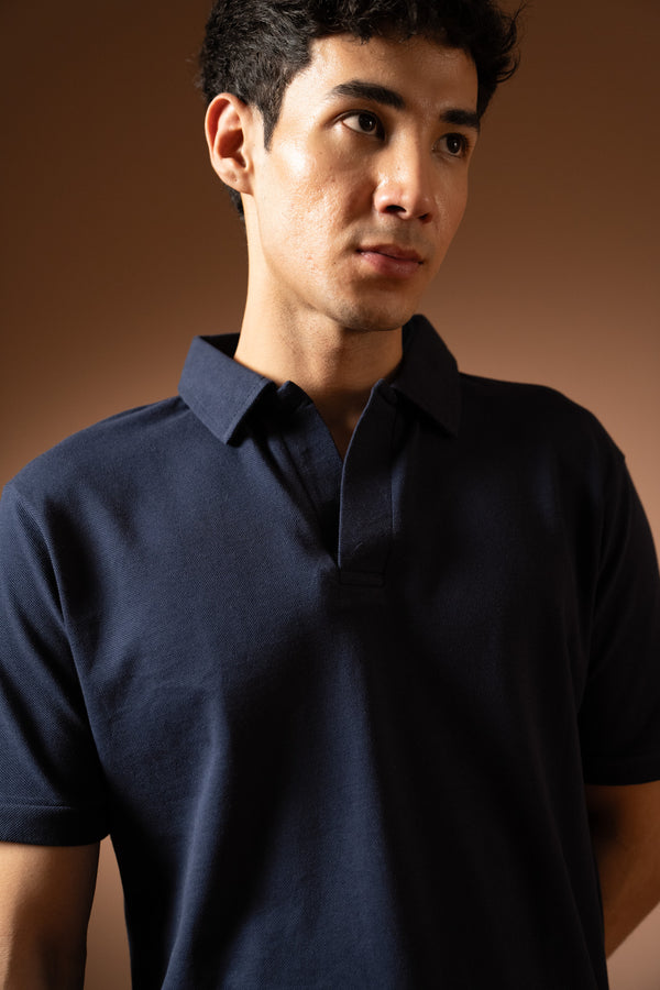 Open collar polo